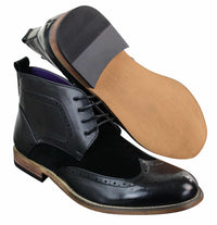 Meeste mustad nahast seemisnahast PU-st brogues-saapad, nutikad vabaajasaapad, pitsist pahkluukingad