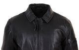 Meeste must nahkpommitaja jakk valge kraega
