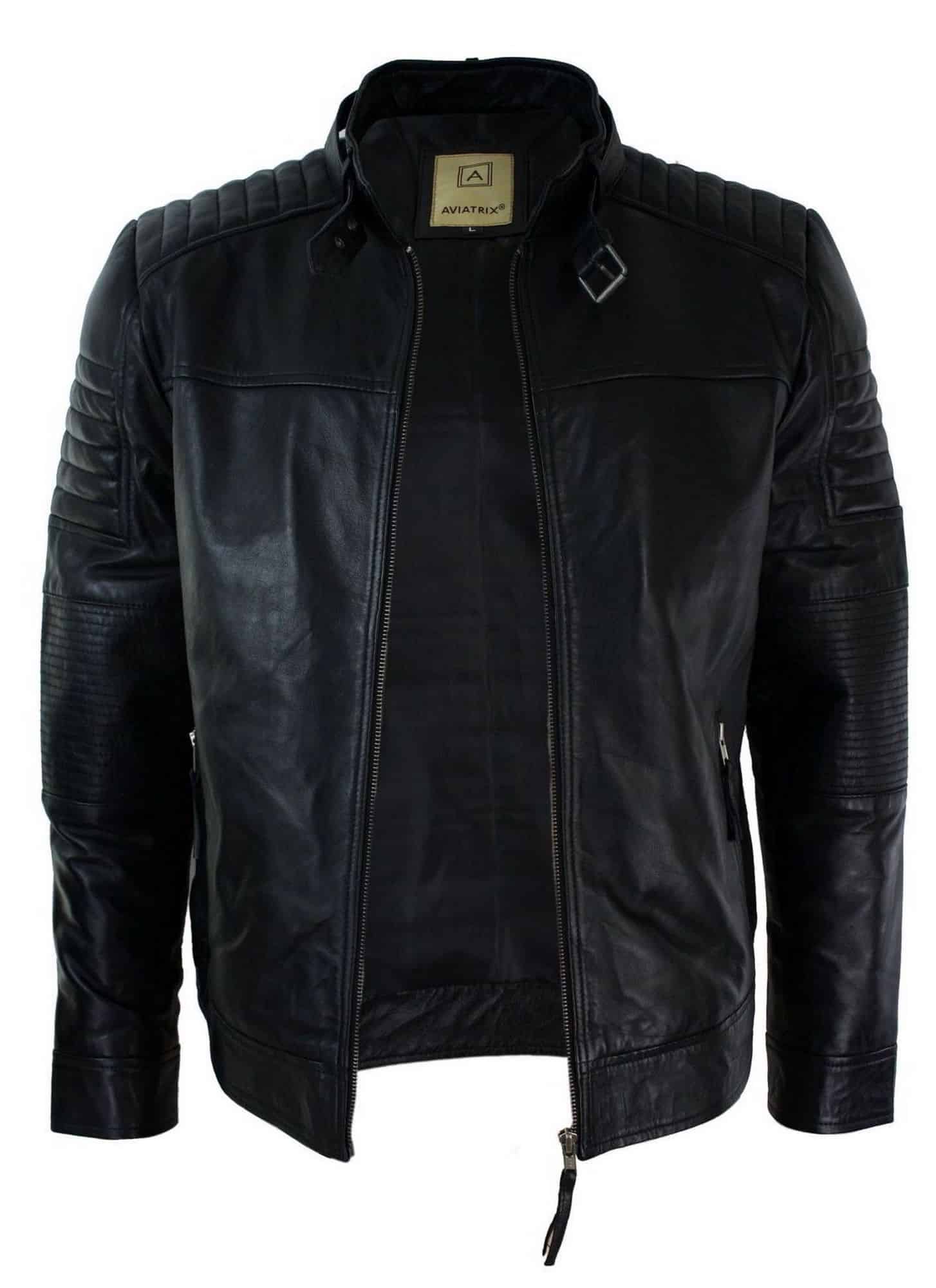 Ehtne pärisnahast must bikerjakk meestele retro-vintage rätsepatööna valminud UK