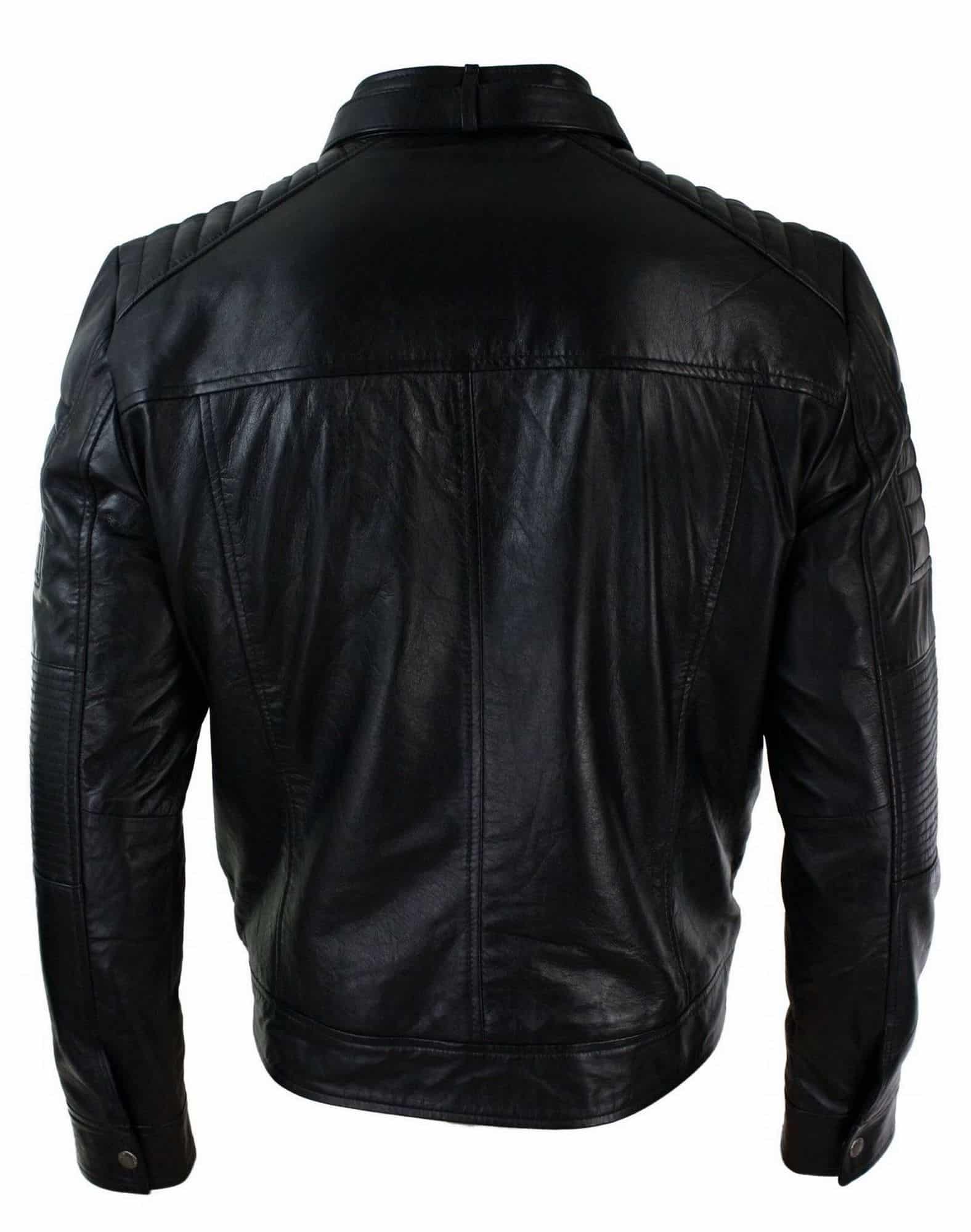 Ehtne pärisnahast must bikerjakk meestele retro-vintage rätsepatööna valminud UK