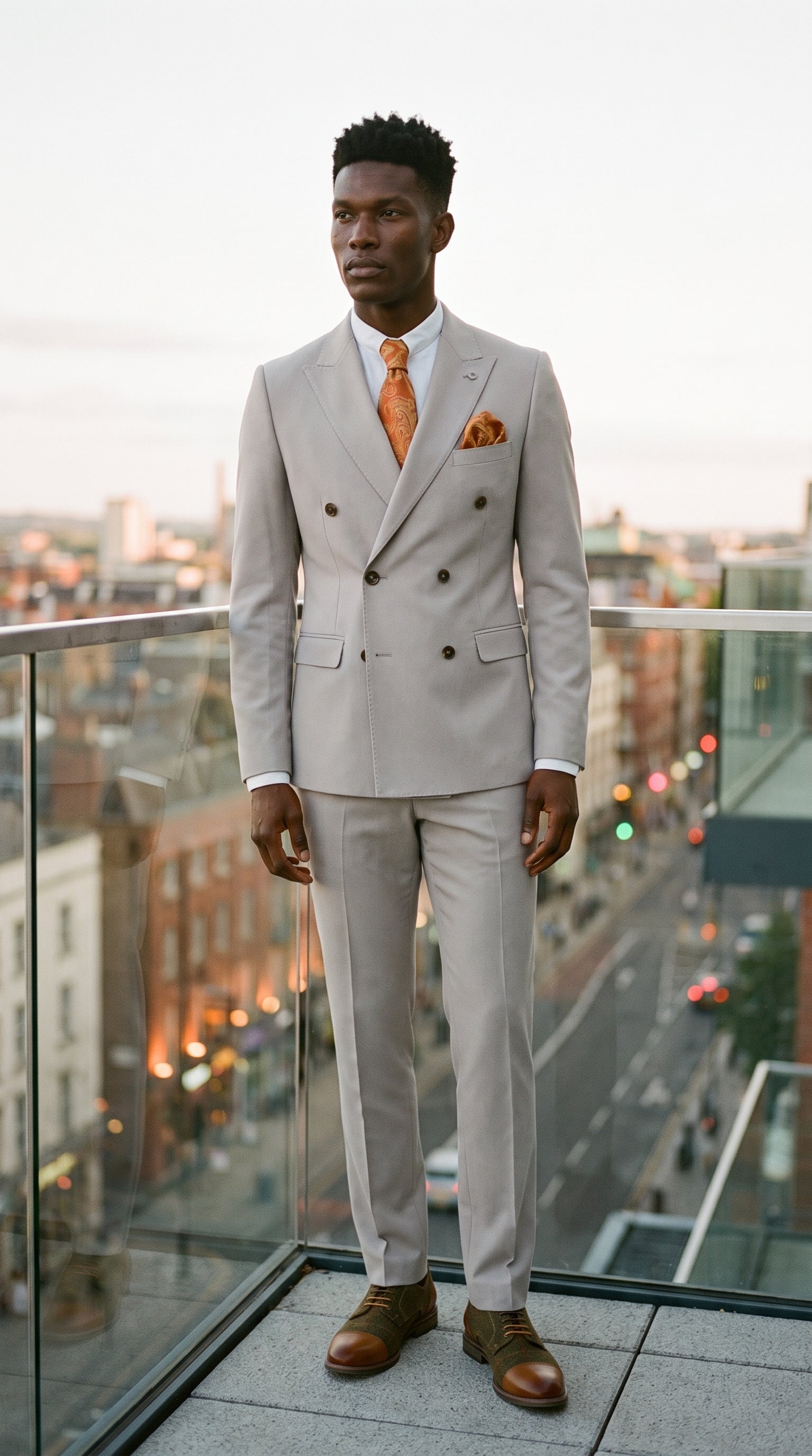Look #660 styled with Mayfair - meeste kivist kaheosaline topeltrinnaga ülikond
