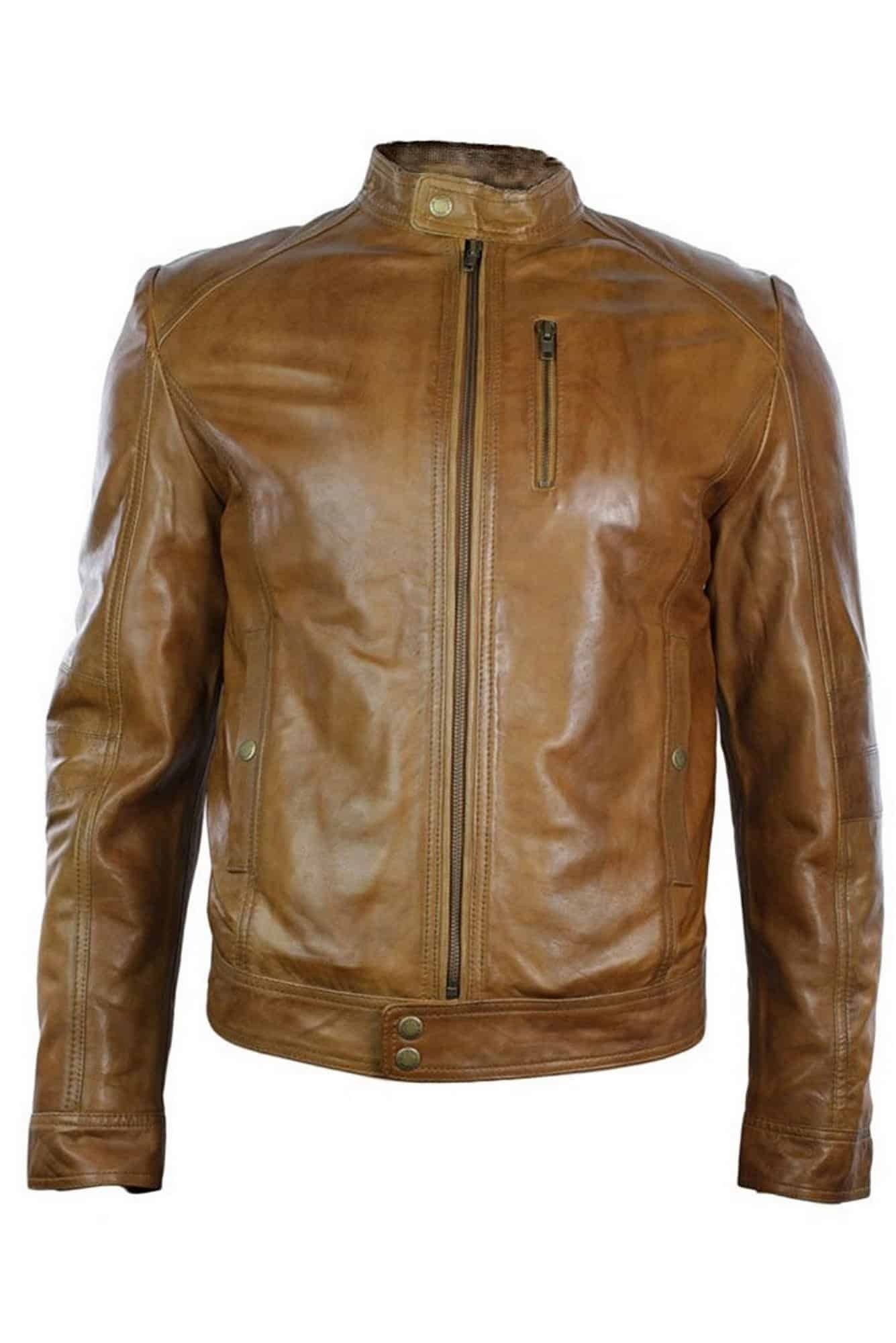 Ehtne nahk, must lukuga, kitsas lõige, meeste bikerjakk, retro, vintage, nutikas vabaaja, pruun