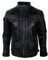 Ehtne nahast retro stiilis lukuga meeste bikerjakk pehme must vintage-ilmega