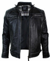 Ehtne nahast retro stiilis lukuga meeste bikerjakk pehme must vintage-ilmega