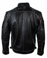 Ehtne nahast retro stiilis lukuga meeste bikerjakk pehme must vintage-ilmega