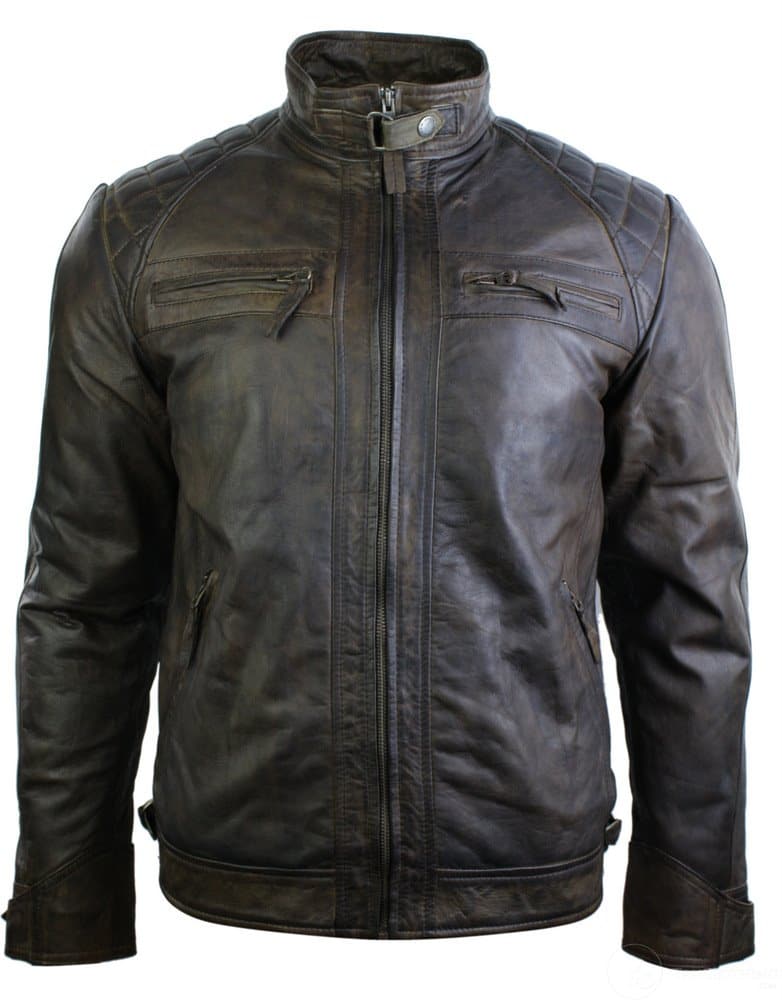 Ehtne nahast retro stiilis lukuga meeste bikerjakk pehme pruun vintage-ilmega