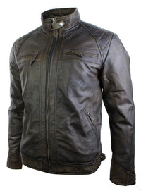Ehtne nahast retro stiilis lukuga meeste bikerjakk pehme pruun vintage-ilmega
