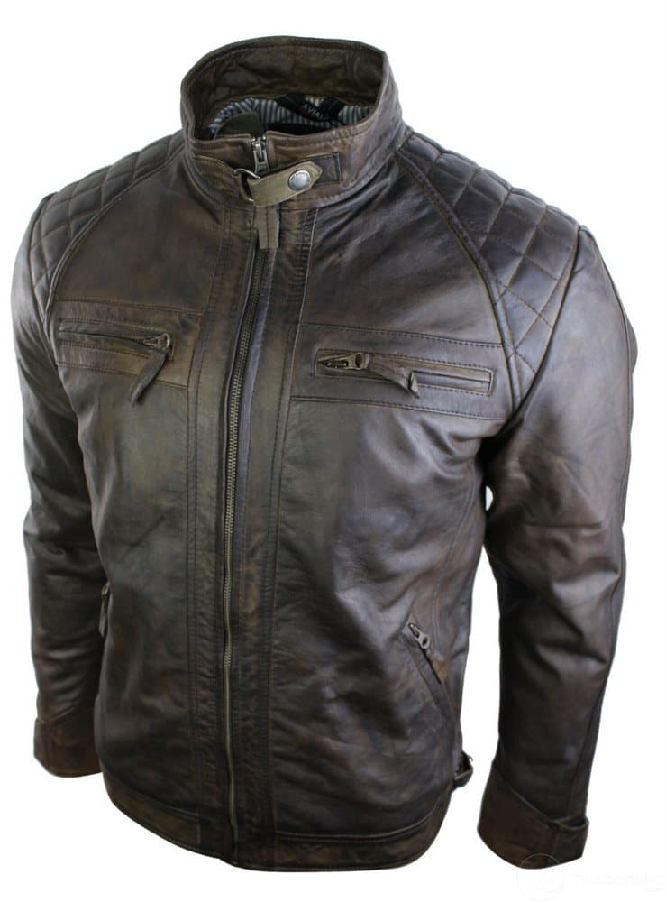 Ehtne nahast retro stiilis lukuga meeste bikerjakk pehme pruun vintage-ilmega