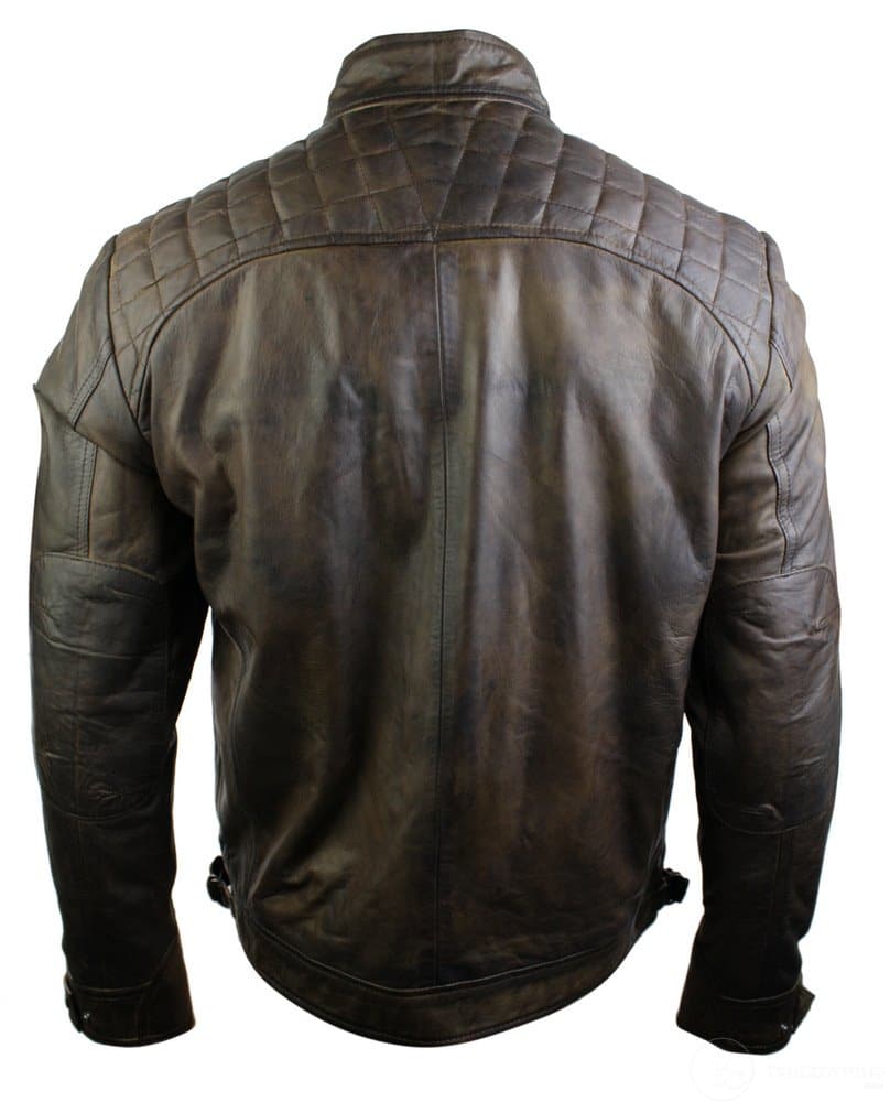 Ehtne nahast retro stiilis lukuga meeste bikerjakk pehme pruun vintage-ilmega