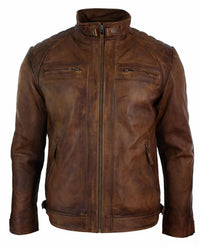 Ehtne nahast retro stiilis lukuga meeste bikerjakk pehmest puidust vintage-ilmega