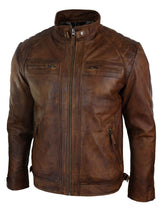 Ehtne nahast retro stiilis lukuga meeste bikerjakk pehmest puidust vintage-ilmega