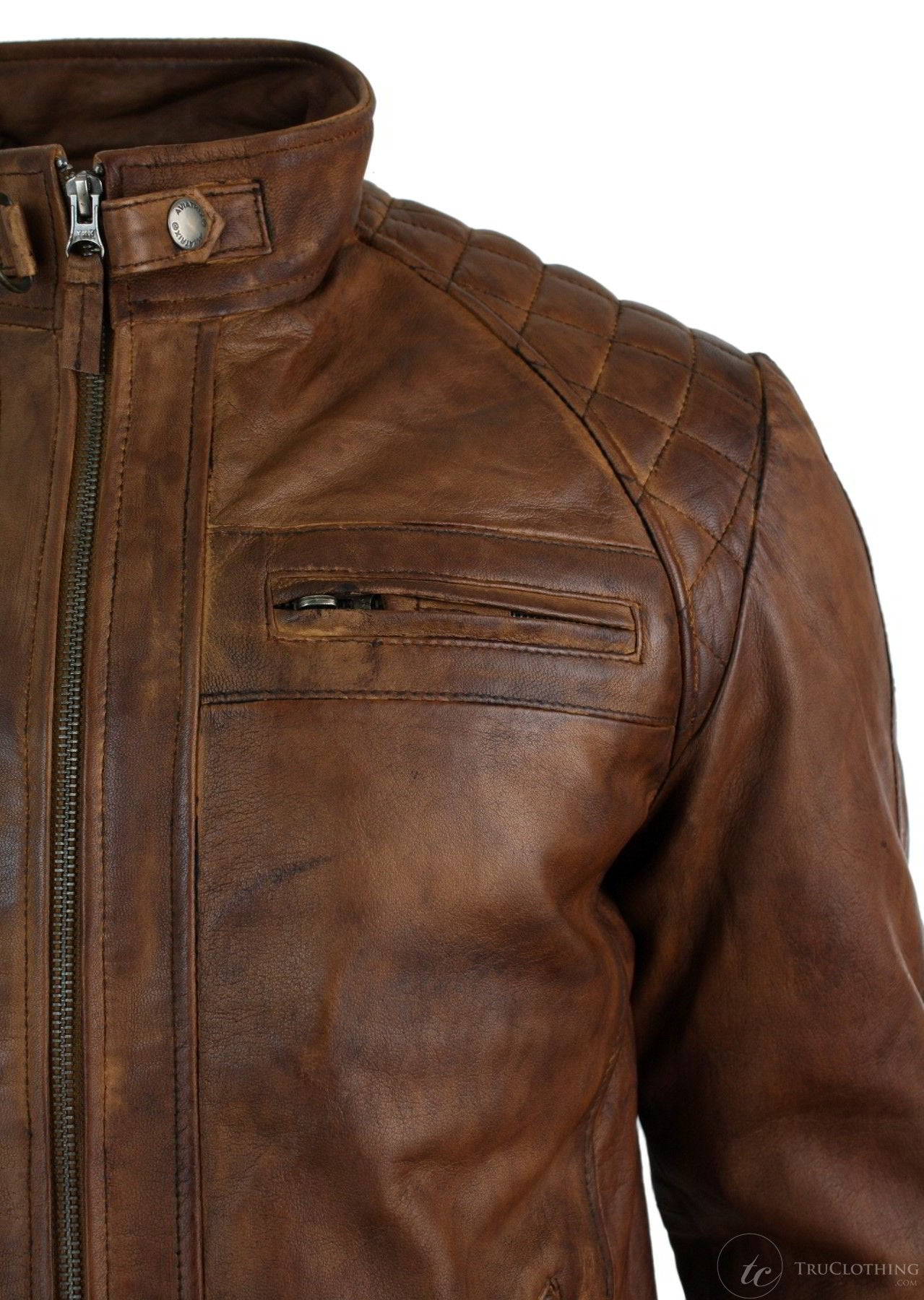 Ehtne nahast retro stiilis lukuga meeste bikerjakk pehmest puidust vintage-ilmega