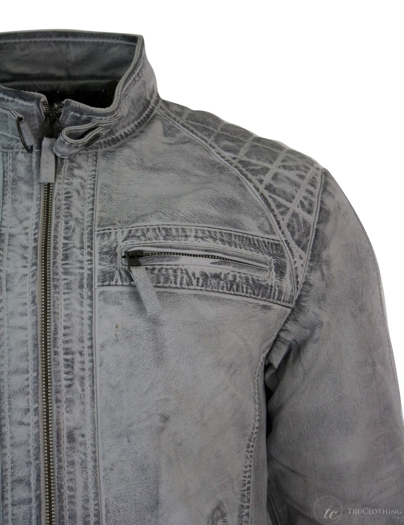 Ehtne nahast retro stiilis lukuga bikerjakk meestele, pehme valge, vintage-ilmega