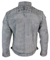 Ehtne nahast retro stiilis lukuga bikerjakk meestele, pehme valge, vintage-ilmega