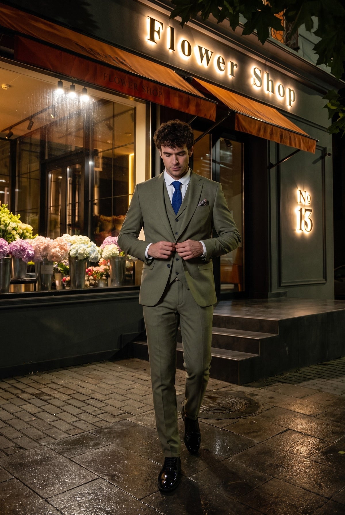 Look #158 styled with TP-22 meeste salveivärvi kolmeosaline linane suvine pulmaülikond