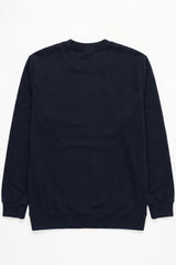 Meeste tumesinine puuvillasegu ümara kaelusega dressipluus pikkade varrukatega veniv pullover