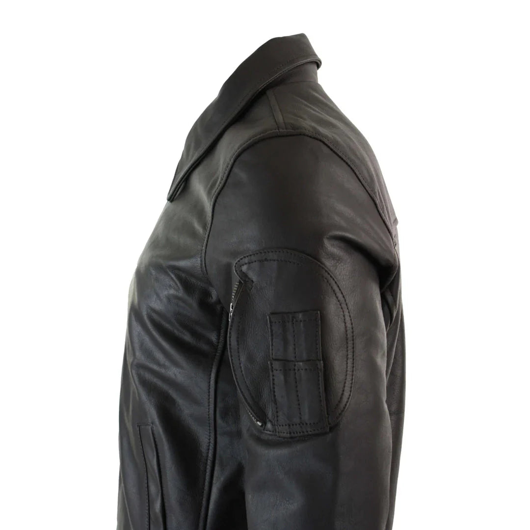 Meeste nahkne Harrington pruun bomber klassikaline piloodijakk