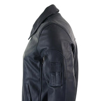 Meeste nahkne Harrington tumesinine bomber klassikaline piloodijakk