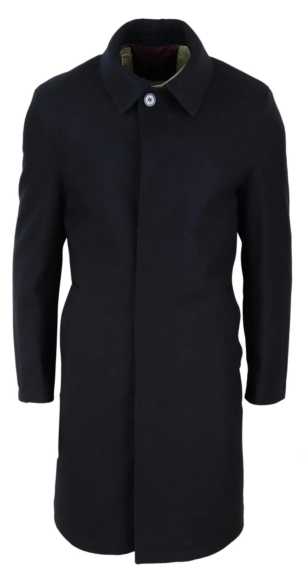 Meeste pikk must villane mantel