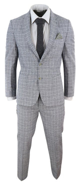 Meeste must-hall ruuduline kaheosaline linane ülikond