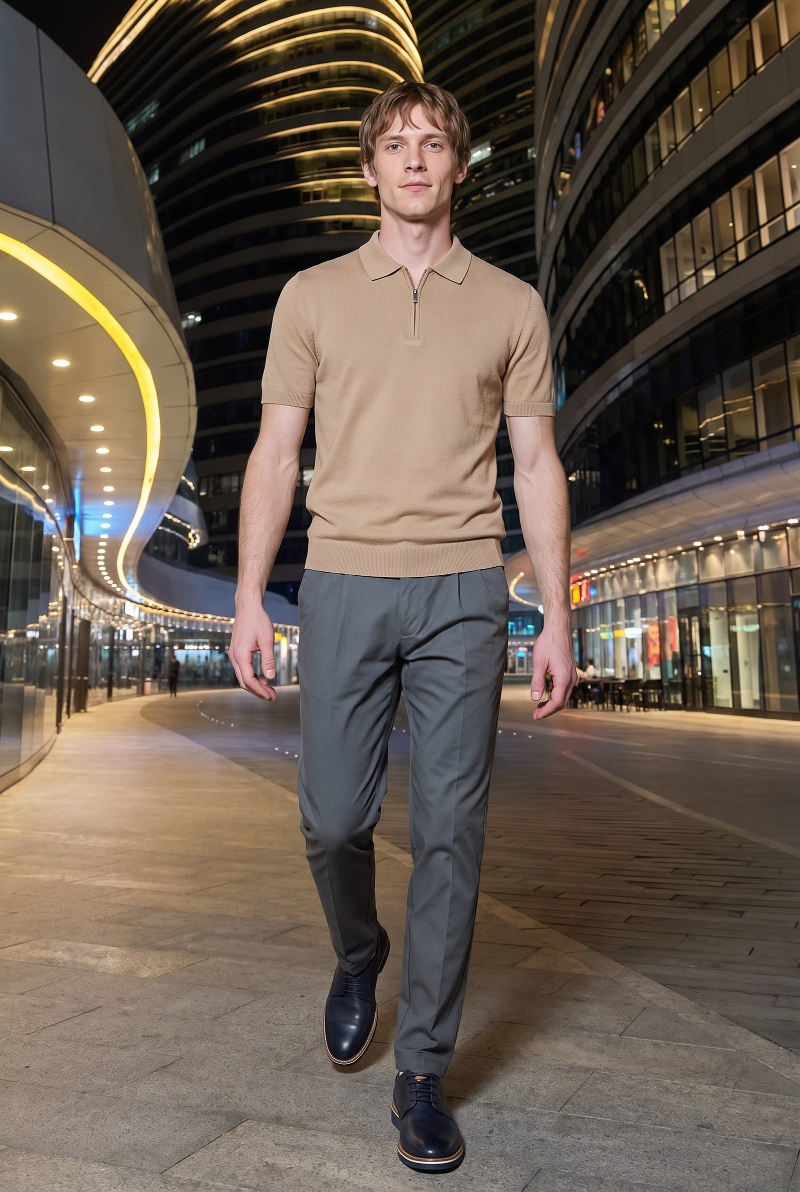 Look #977 styled with Beež lukuga kootud polosärk meestele