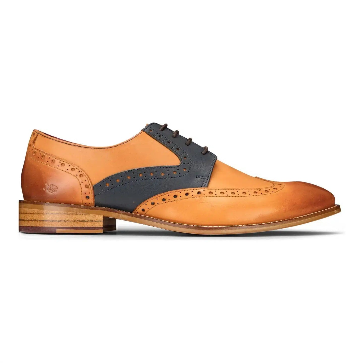 Meeste pruunid tumesinised pruunid punased brogue-kingad paeltega klassikalised vintage-stiilis pidulikud pärisnahast kingad