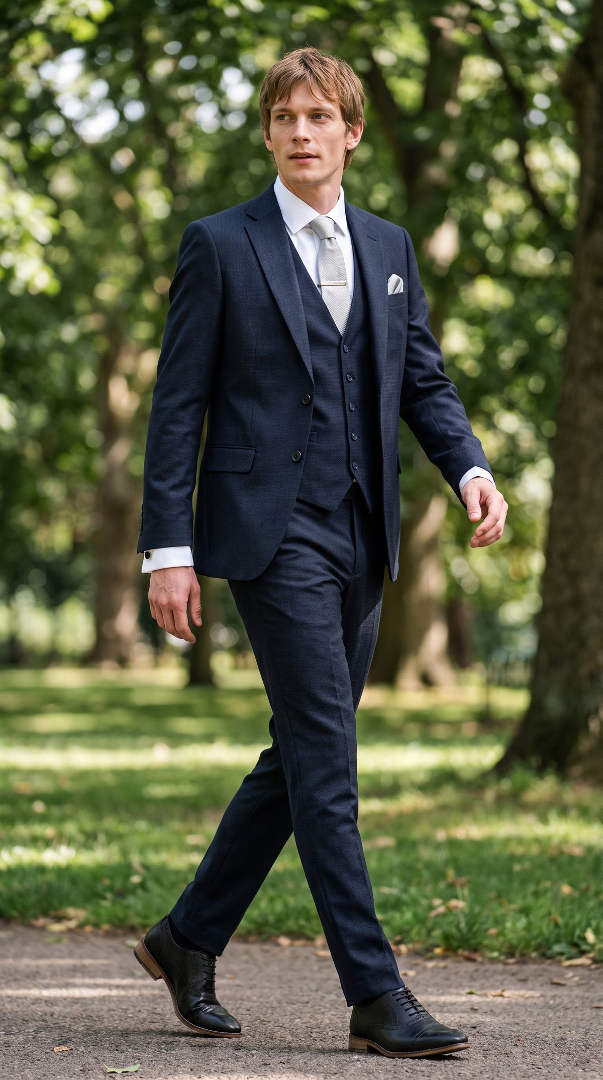 Look #823 styled with Bond - meeste tumesinine kolmeosaline rätsepatööna valminud ülikond