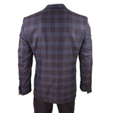 Meeste kolmeosaline ülikond lilla-sinine ruuduline kontrastse vestiga püksid pulmadeks