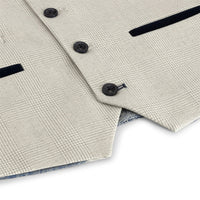 Poiste kolmeosaline kreemikas tviidülikond pulmapeole ruuduline rätsepatööna valminud elegantne pidulik ülikond