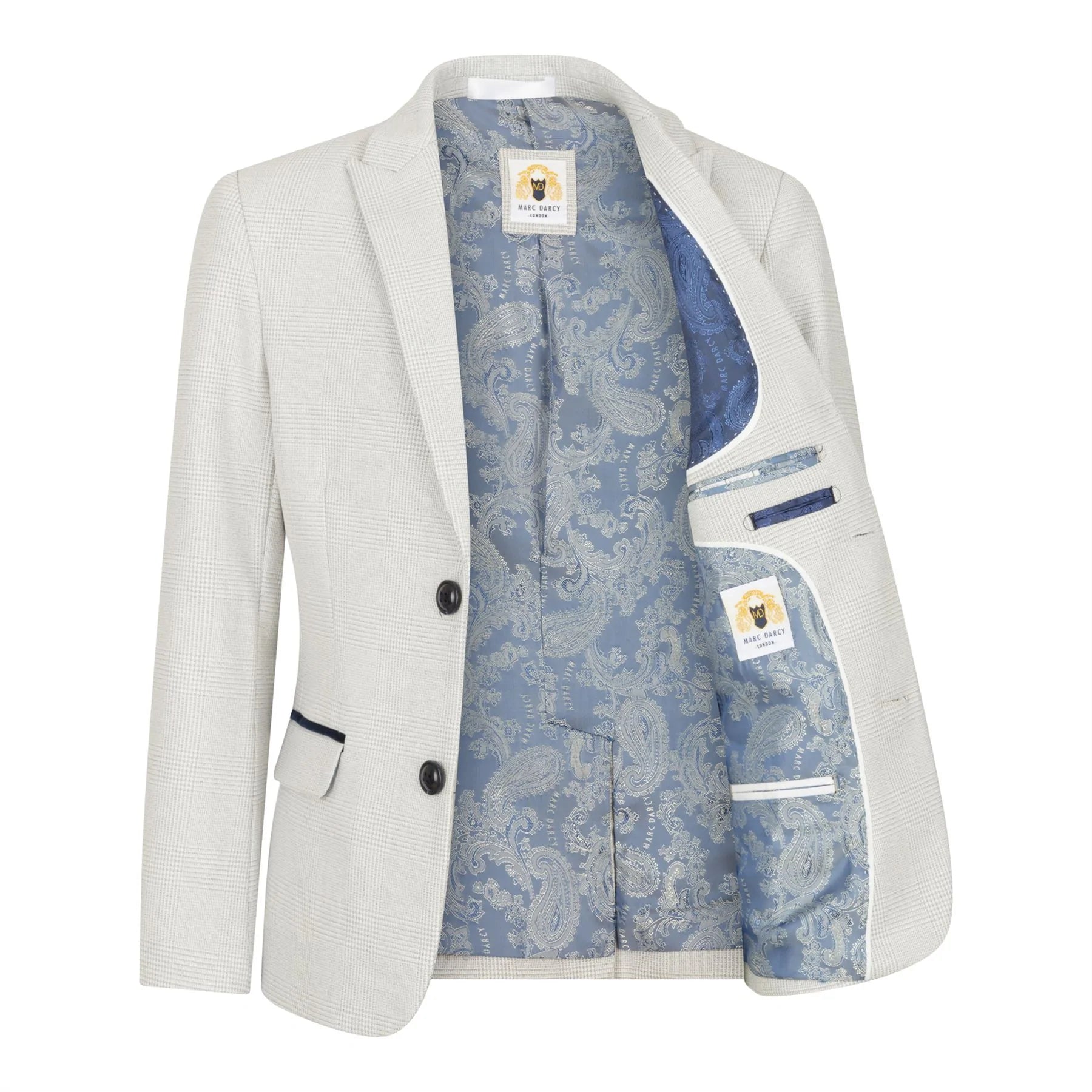 Poiste kolmeosaline kreemikas tviidülikond pulmapeole ruuduline rätsepatööna valminud elegantne pidulik ülikond