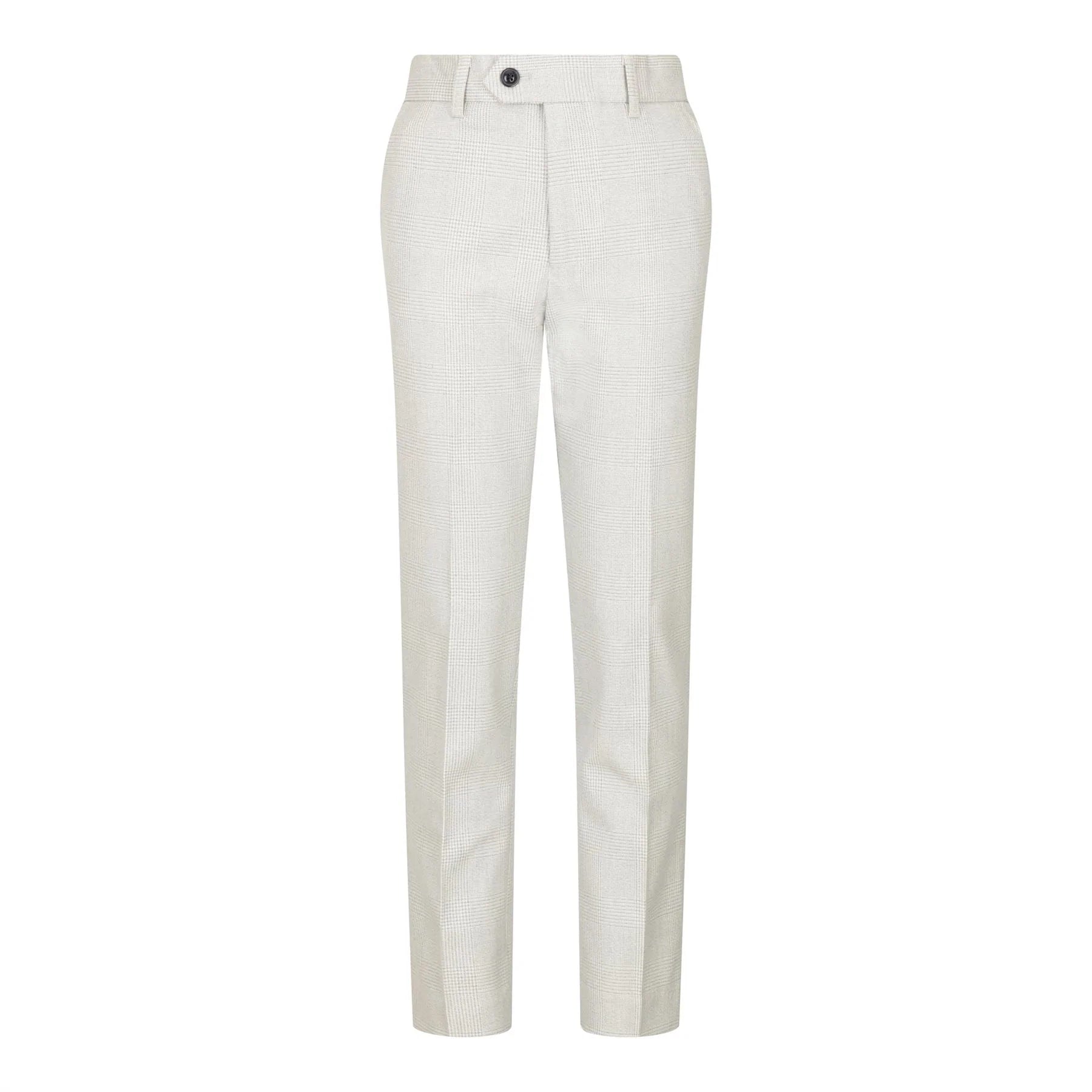 Poiste kolmeosaline kreemikas tviidülikond pulmapeole ruuduline rätsepatööna valminud elegantne pidulik ülikond