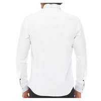 Meeste tiibkraega särk smokinguga, valge ja must torudega, topeltmansettidega, klassikaline õhtusöök