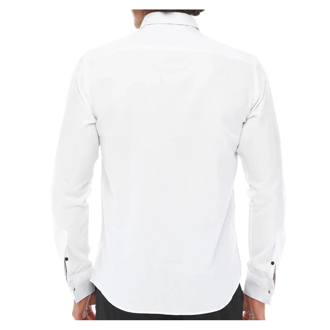 Meeste tiibkraega särk smokinguga, valge ja must torudega, topeltmansettidega, klassikaline õhtusöök