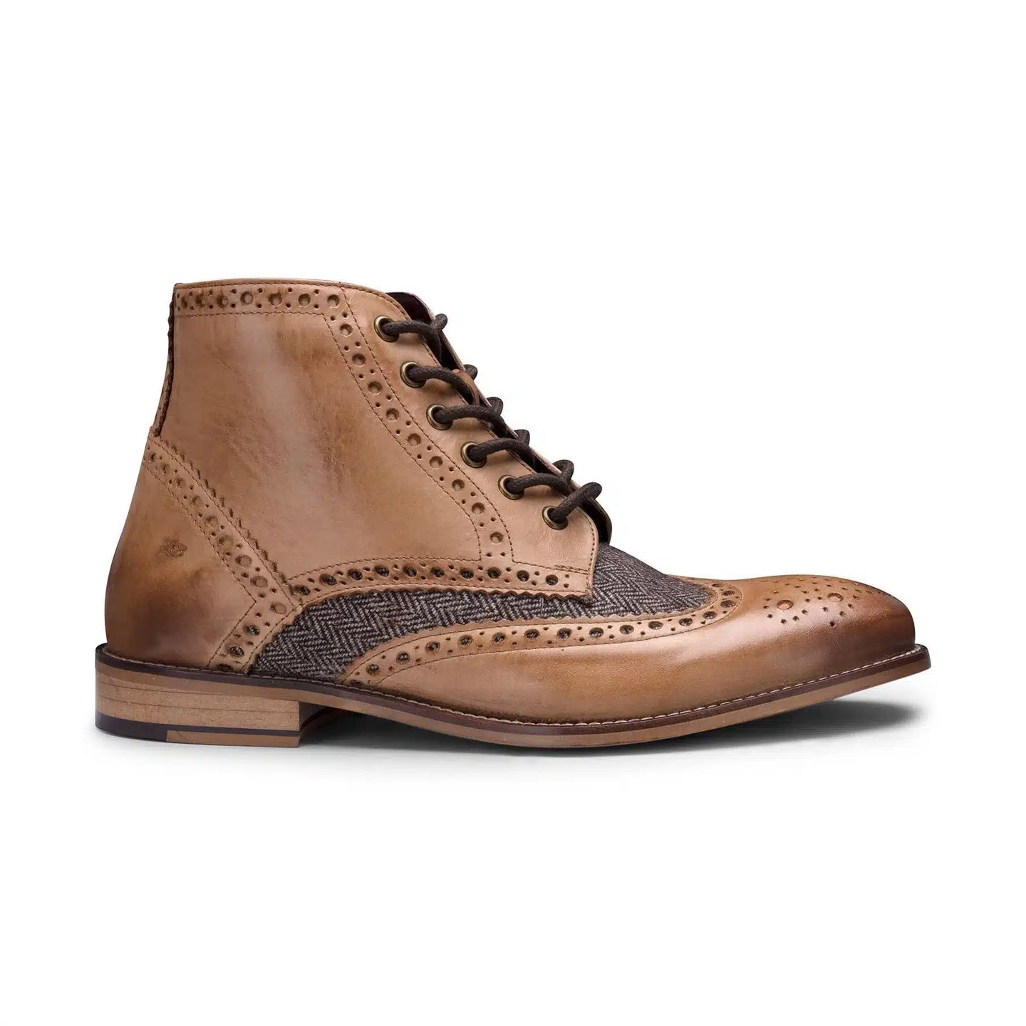 Meeste päris nahast vintage saapad, brogue-saapad, 1920. aastate seemisnahast tviidist ja paeltega kingad, elegantsed ja pidulikud