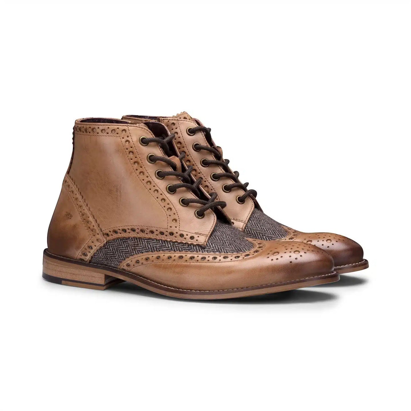 Meeste päris nahast vintage saapad, brogue-saapad, 1920. aastate seemisnahast tviidist ja paeltega kingad, elegantsed ja pidulikud