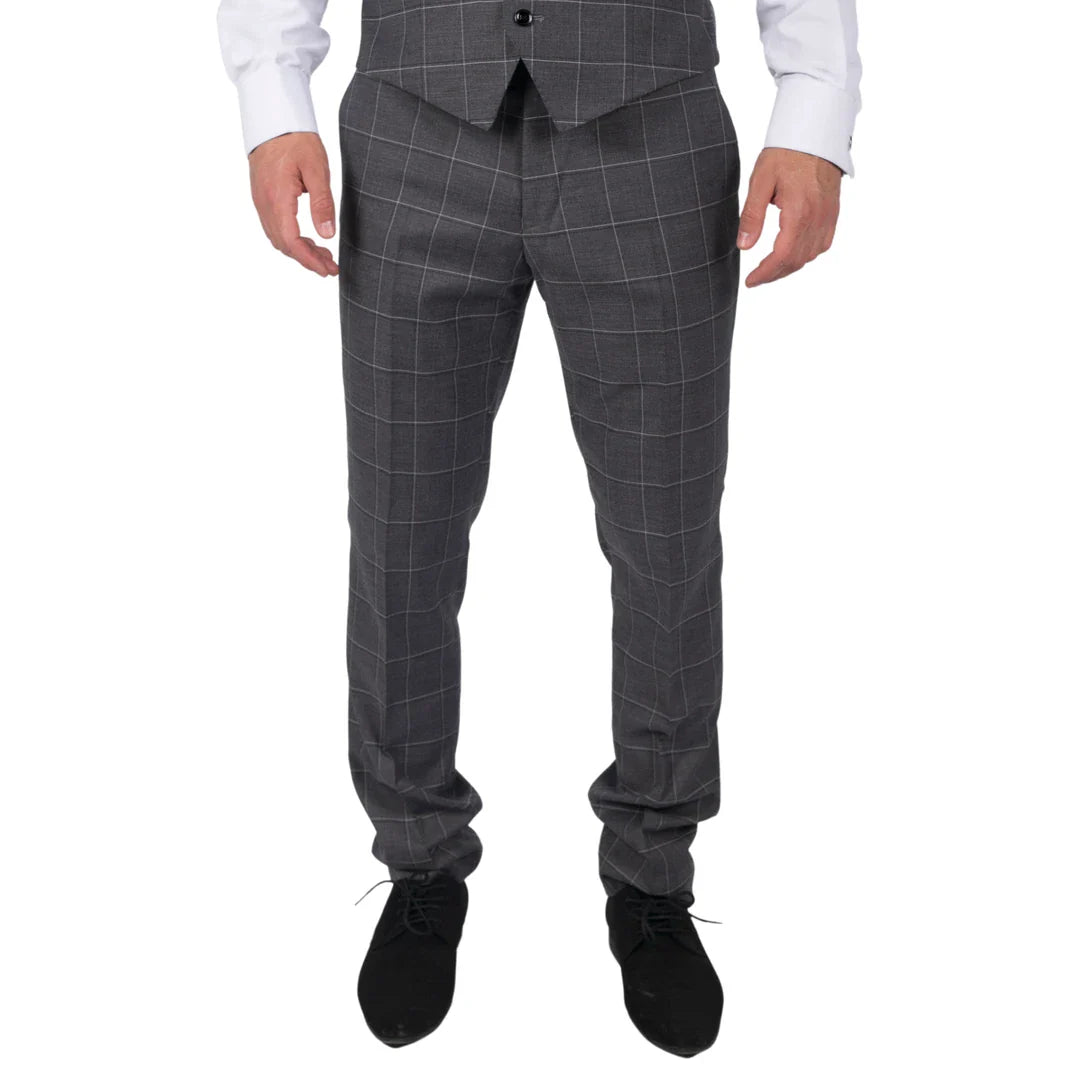 Hobbs - Meeste hallid ruudulised püksid Vintage Retro Smart Wedding