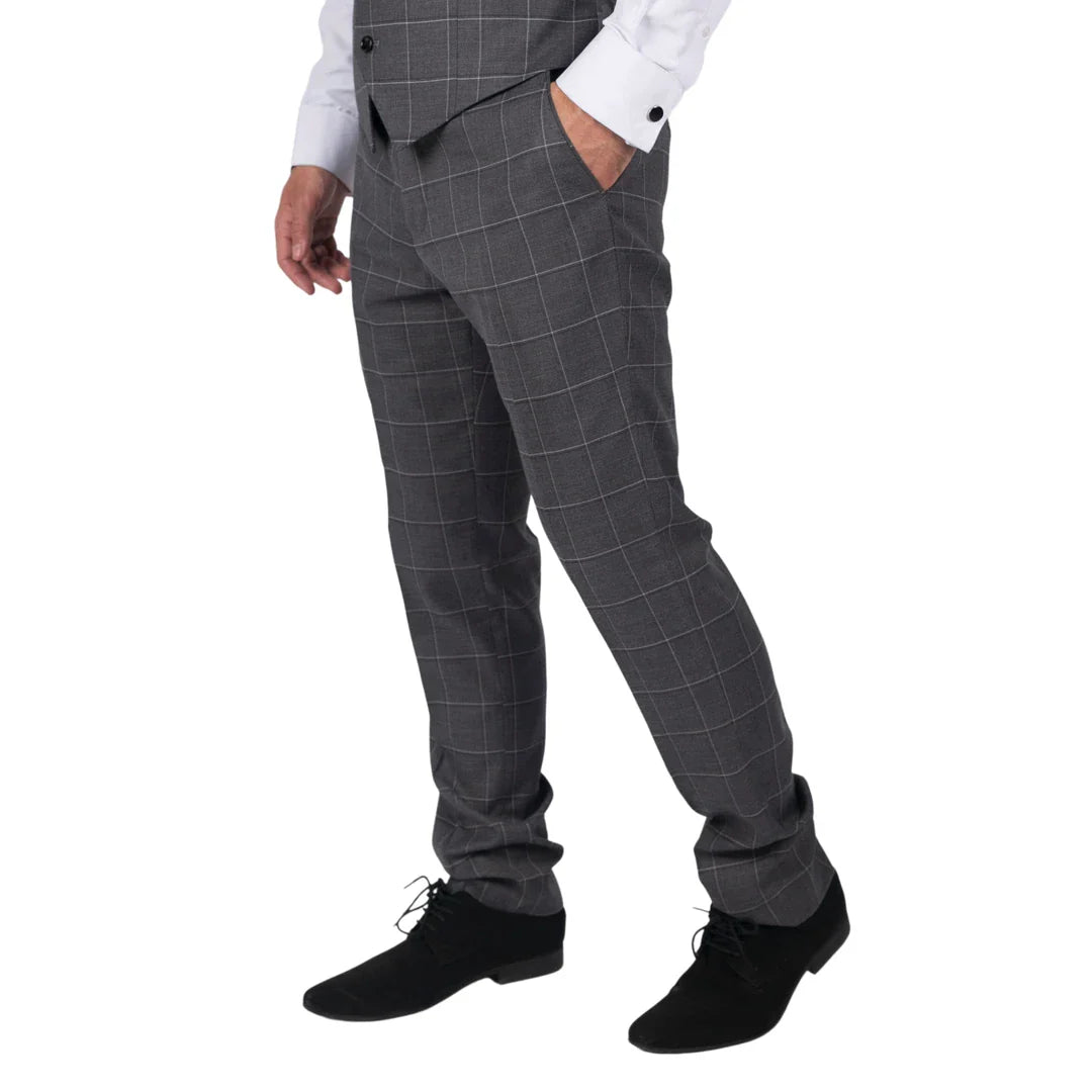 Hobbs - Meeste hallid ruudulised püksid Vintage Retro Smart Wedding