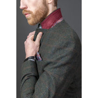 Joshua meeste kolmeosaline roheline tviidülikond Slim Fit