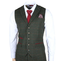 Joshua meeste kolmeosaline roheline tviidülikond Slim Fit