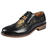 Ross - meeste lillelise mustriga mustad brogue-mustriga nahast kingad
