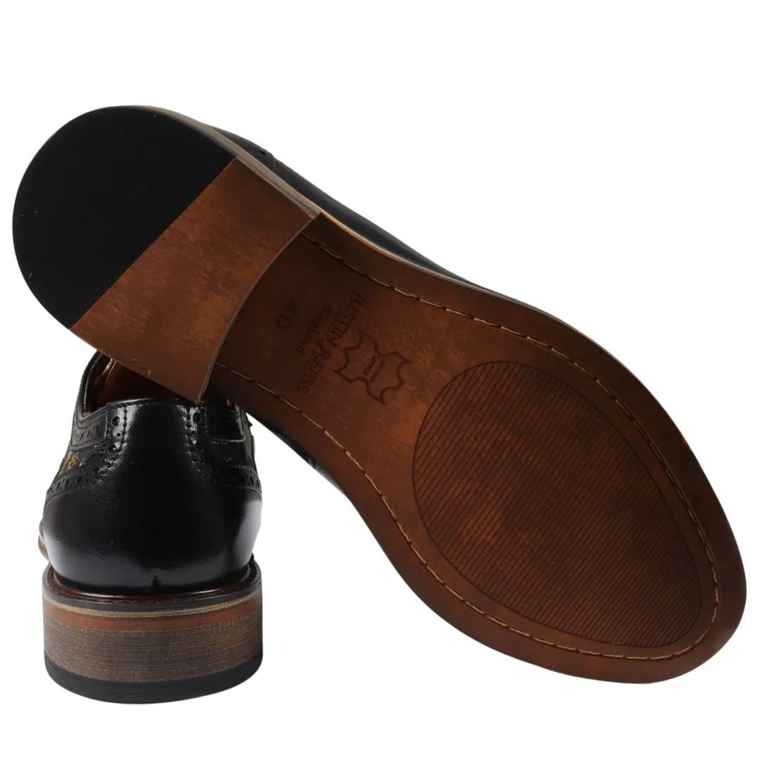 Ross - meeste lillelise mustriga mustad brogue-mustriga nahast kingad