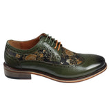Ross - meeste lillelise mustriga rohelised brogue-mustriga nahkkingad