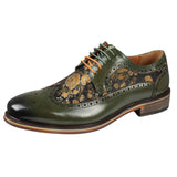 Ross - meeste lillelise mustriga rohelised brogue-mustriga nahkkingad