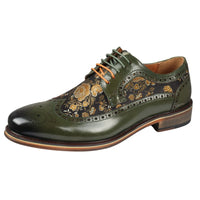 Ross - meeste lillelise mustriga rohelised brogue-mustriga nahkkingad