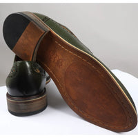 Ross - meeste lillelise mustriga rohelised brogue-mustriga nahkkingad