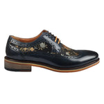 Ross - meeste lillelise mustriga nahast tumesinised brogue-kingad