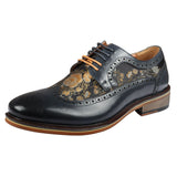 Ross - meeste lillelise mustriga nahast tumesinised brogue-kingad