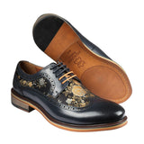 Ross - meeste lillelise mustriga nahast tumesinised brogue-kingad