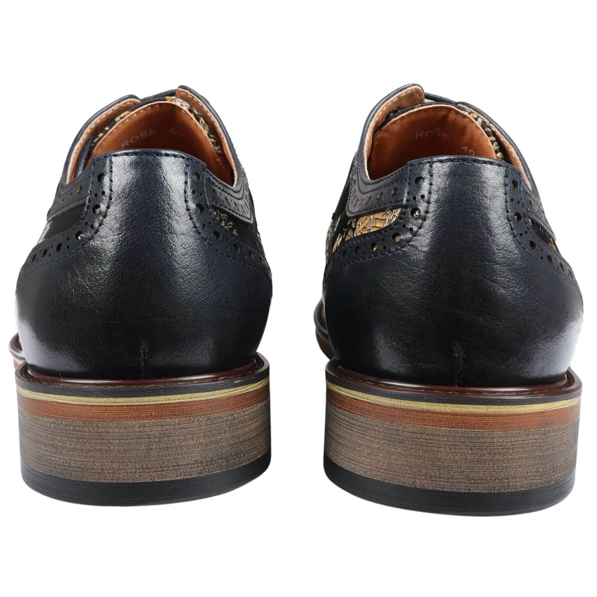 Ross - meeste lillelise mustriga nahast tumesinised brogue-kingad