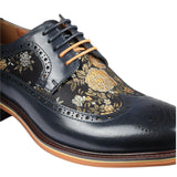 Ross - meeste lillelise mustriga nahast tumesinised brogue-kingad